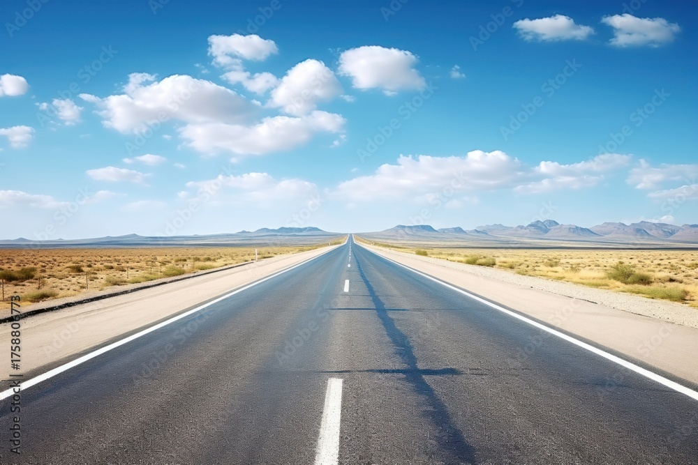 Fototapeta premium Long straight city road horizon outdoors freeway.