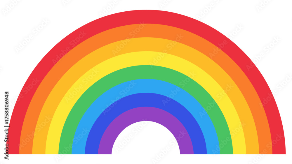 Fototapeta premium Bright rainbow illustration colorful arc shape with spectrum colors vector design element isolated on white background