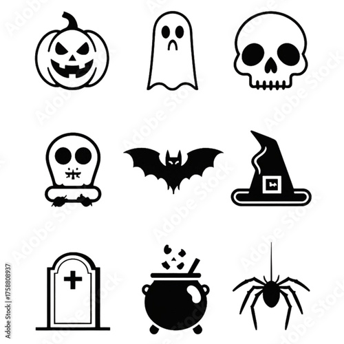 halloween icons set