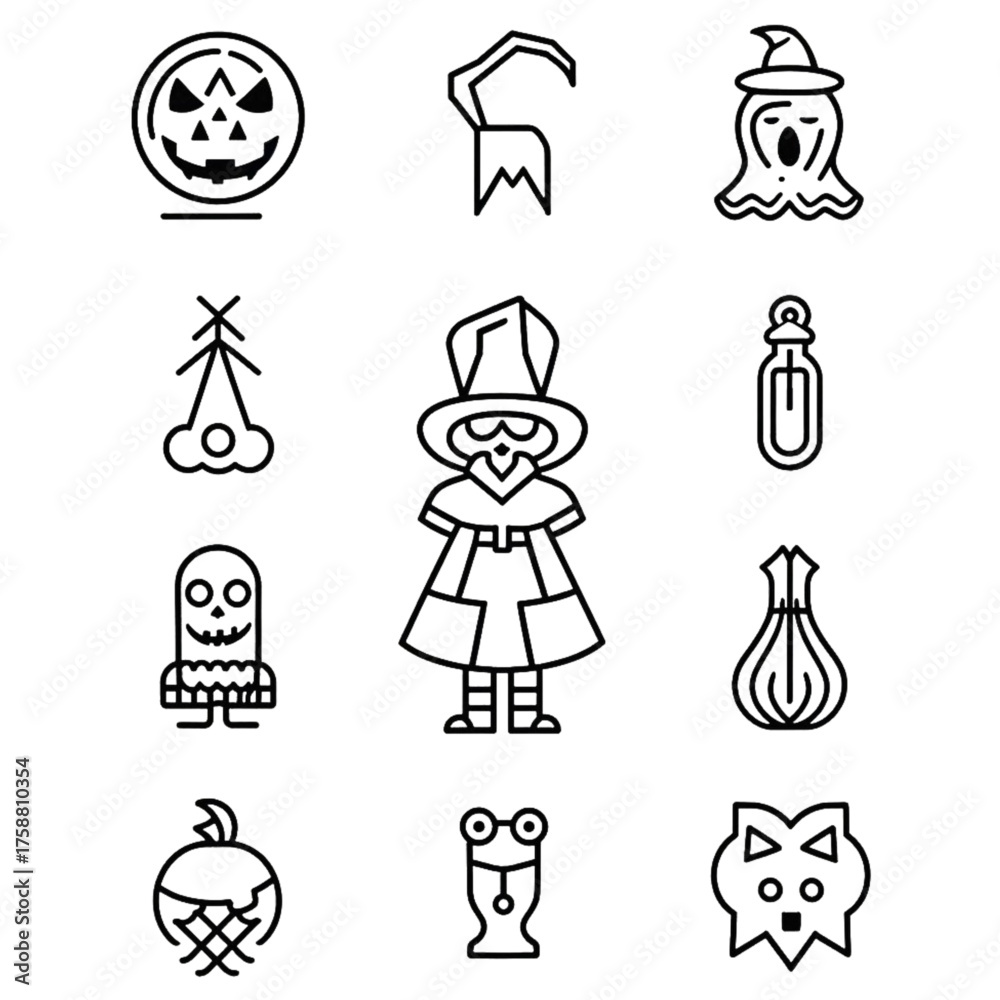 Fototapeta premium set of halloween icon elements illustrations