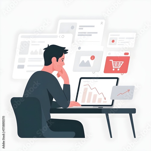 Frustrated Marketer Analyzing Poor E-commerce Conversion Rates