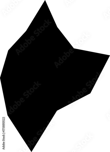 A black filled irregular polygon with unique rigid edges forming a structured shape.