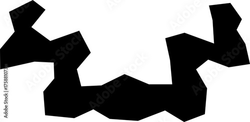 A black filled irregular polygon with complex straight lines forming an organic figure.