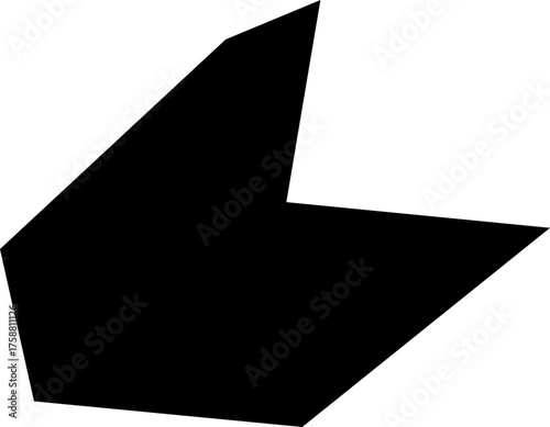 A black filled irregular polygon with natural squared design elements.