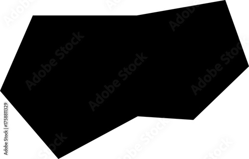 A black filled irregular polygon inspired by polygonal shapes with sharp edges.