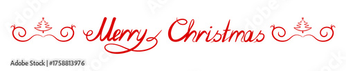 Red  Merry Christmas handwritten calligraphy isolated .