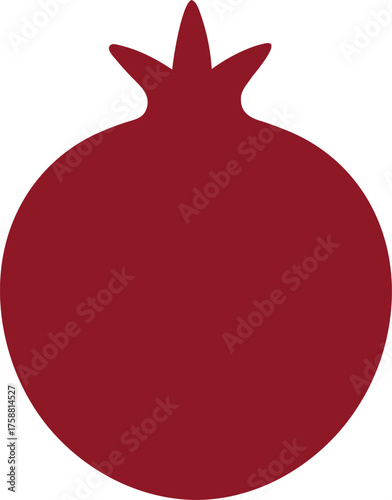 Maroon Silhouette Pomegranate Fruit Icon for Organic Food and Cultural Symbolism