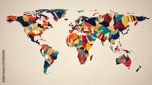 Colorful world map abstract art