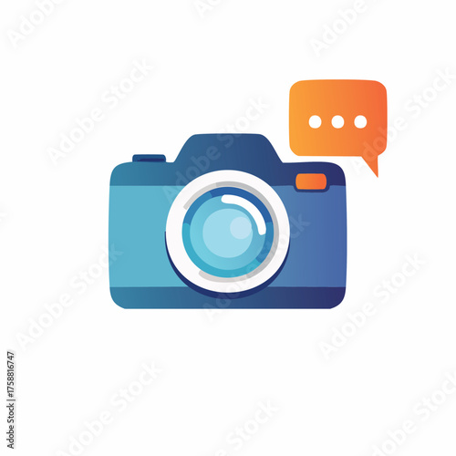 Digital Camera with Speech Bubble Icon Design