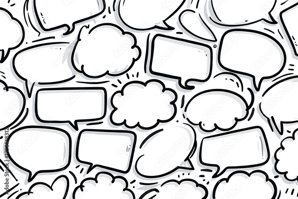 Fototapeta premium Simple speech bubble set with gaps vector on white background.