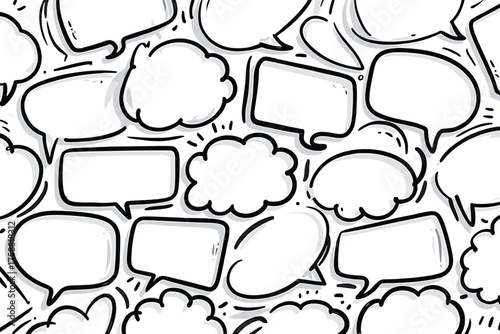 Simple speech bubble set with gaps vector on white background.