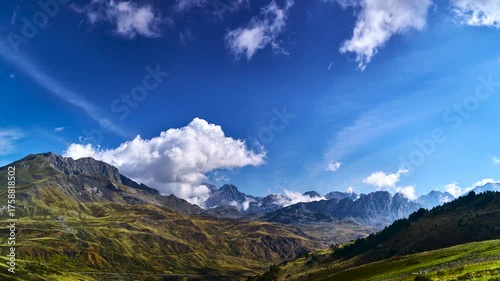 Clouds Flow Over the Pyrenees Mountains – Time lapse