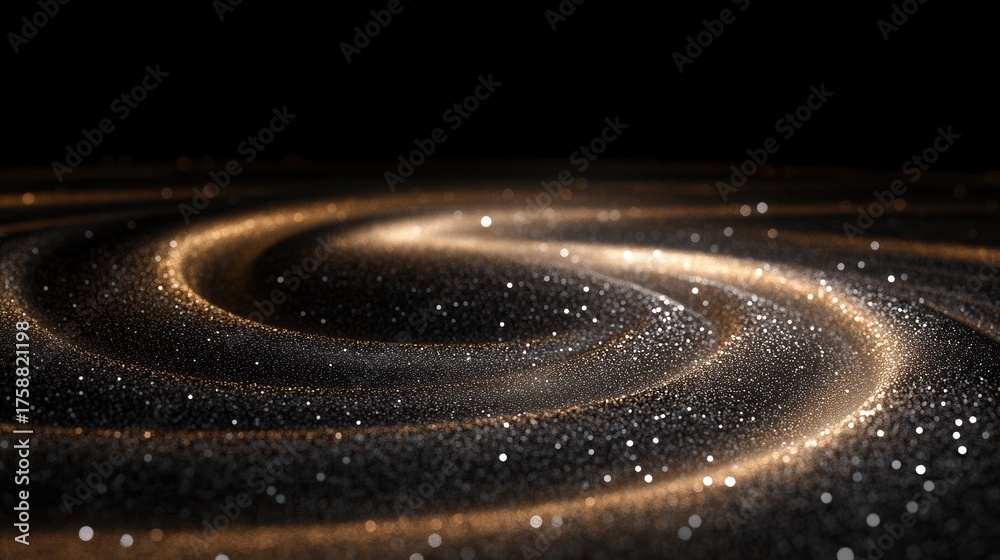 Fototapeta premium Swirling metallic dust forming a galaxy in black space