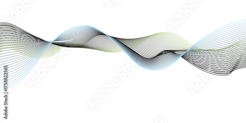 Abstract Fluid Wave Composition for Modern Design. Digital Sound Flow Equalizer. Minimal Line Art Vector Background.