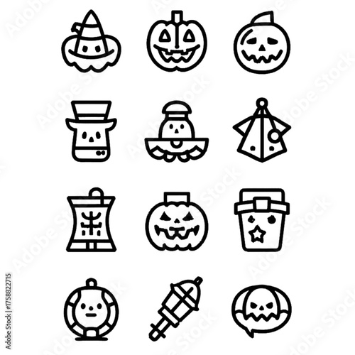 set of halloween icon elements illustrations