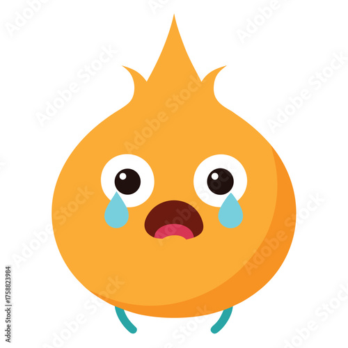 Crying orange character with big eyes and open mouth