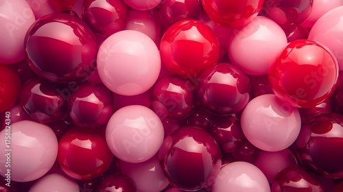 Red and Pink Glossy Balloons 3D Render red balloons
