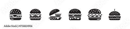 Berger icon sets, food order Icon, berger filled web vector illustration eps 10.