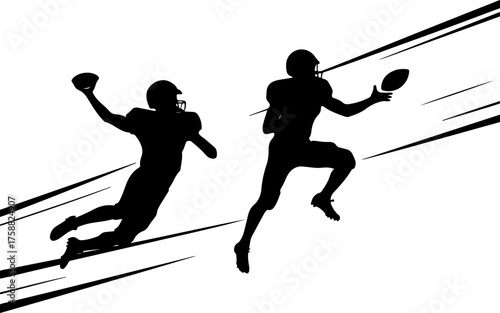 American Football Player Silhouette Set