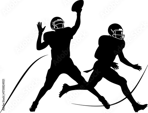 American Football Player Silhouette Set