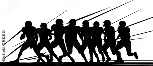 American Football Player Silhouette Set