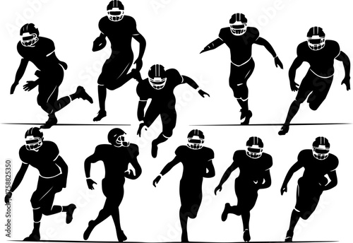 American Football Player Silhouette Set