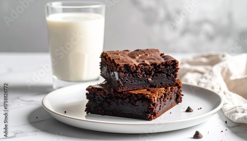 Chocolate brownies with milk
