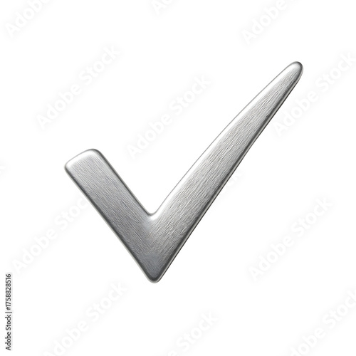 Silver check mark symbol representing confirmation and approval of a task.