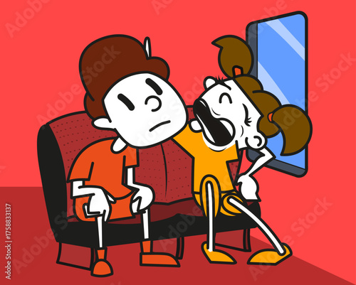 dois amigos em um ônibus conversando - um tímido e introvertido e a outra extrovertida e falante