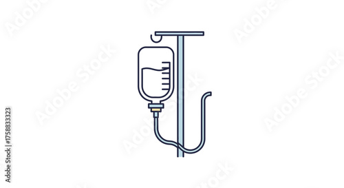 Illustration of intravenous fluid bag hanging on pole for medical treatment