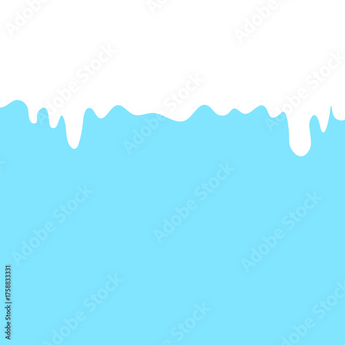 Dripping milk pattern, isolated on blue background, vector illustration.
