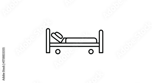 Isolated hospital bed illustration, modern medical healthcare bed equipment