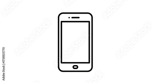 Minimalist Smartphone Icon on White Background for Modern Technology Design
