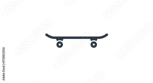 Minimalistic Skateboard Icon on White Background for Extreme Sports Visuals