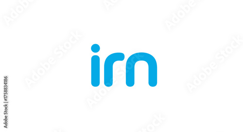Simple and modern blue 'irn' logo on a clean white background conveys simplicity