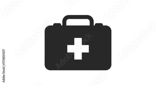 Simple vector icon of a first aid kit, medical emergency equipment