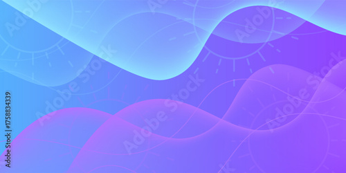 Banner background, blue and purple gradations, colorful, wavy effect stye, memphis