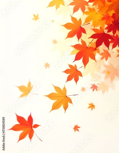 A Colorful Autumn Leaves Falling in Warm Sunlight generative ai. 