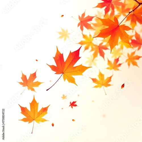A Colorful Autumn Leaves Falling in Warm Sunlight generative ai. 