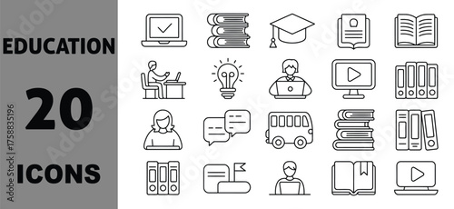 Icon set vector art of set of 20 education icons