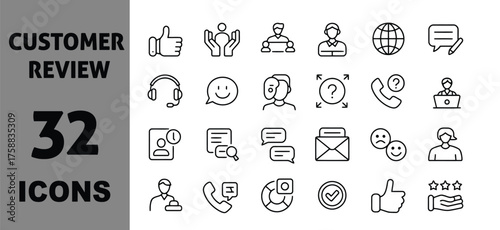 Icon set vector art of customer review icons set, feedback and support symbols