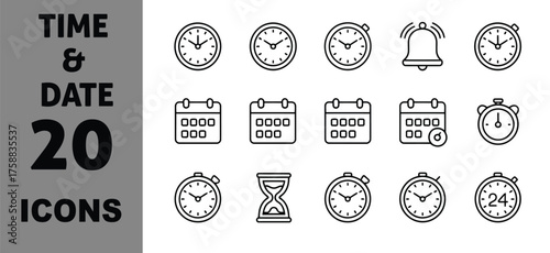 Icon set vector art of time and date icons set