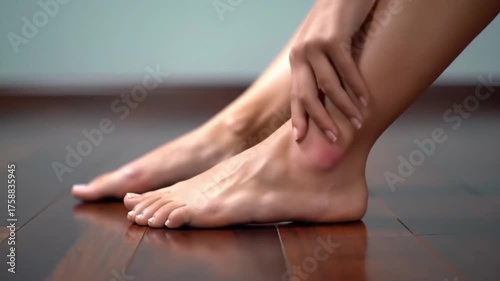 Wallpaper Mural Closeup Ankle Injury Highlighted in Vivid Red Glow Indicating Acute Pain Discomfort and Swelling, Health Awareness and Foot Care Torontodigital.ca