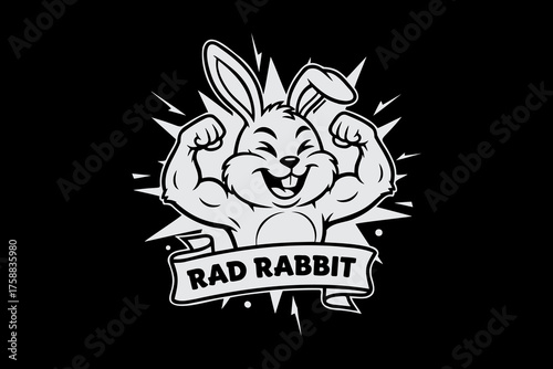 Strong Rad Rabbit flexing muscles with a happy expression.