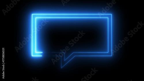 Neon text message neon color icon glowing animation black background.4k video animation