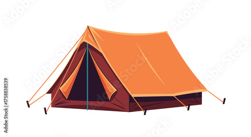 An orange canvas tent pitched outdoors for camping adventures.