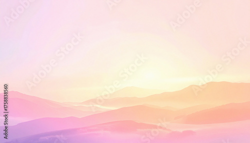 Pastel sunrise creating serene mountain landscape gradient colors
