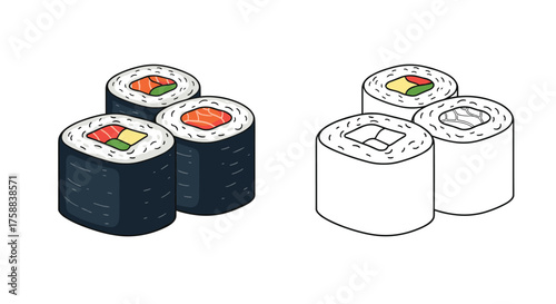 Delicious sushi rolls with fresh ingredients arranged artistically.