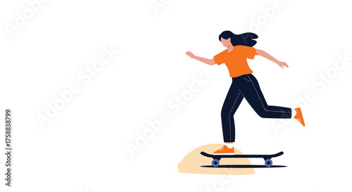 A young person on a skateboard enjoys a sunny day outside.