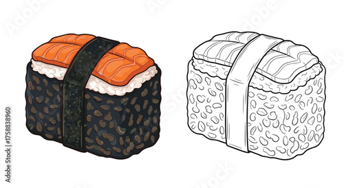 A delicious sushi roll with fresh seafood topping.